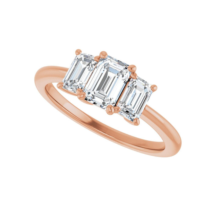 14K Rose Gold 6.5x4.5 mm Emerald 5/8 CTW Lab-Grown Semi-Set Engagement Ring