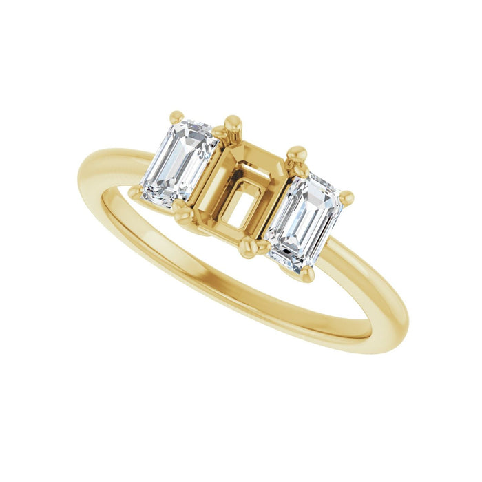 14K Yellow Gold 6x4 mm Emerald 3/4 CTW Lab-Grown Semi-Set Engagement Ring