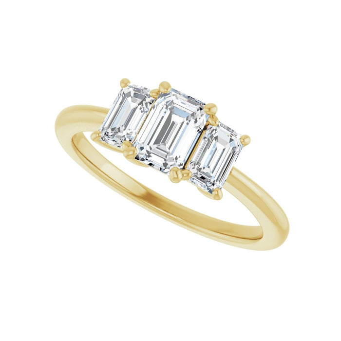 14K Yellow Gold 6.5x4.5 mm Emerald 5/8 CTW Lab-Grown Semi-Set Engagement Ring