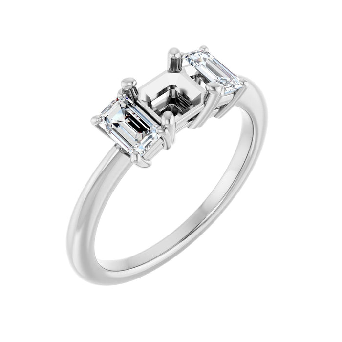 14K White Gold 5x5 mm Asscher 3/4 CTW Lab-Grown Semi-Set Engagement Ring