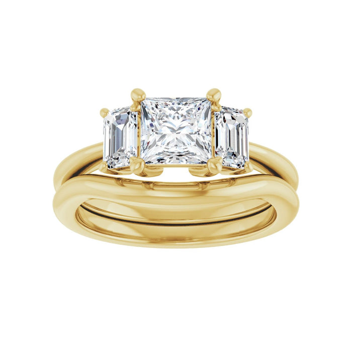 14K Yellow Gold 5.5x5.5 mm Square 3/4 CTW Lab-Grown Semi-Set Engagement Ring