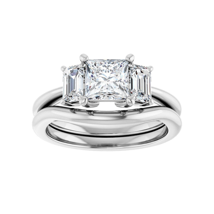 Platinum 5.5x5.5 mm Square 3/4 CTW Lab-Grown Semi-Set Engagement Ring