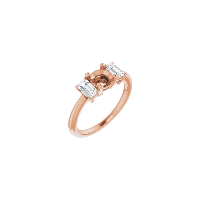 14K Rose Gold 6 mm Round 3/4 CTW Lab-Grown Semi-Set Engagement Ring
