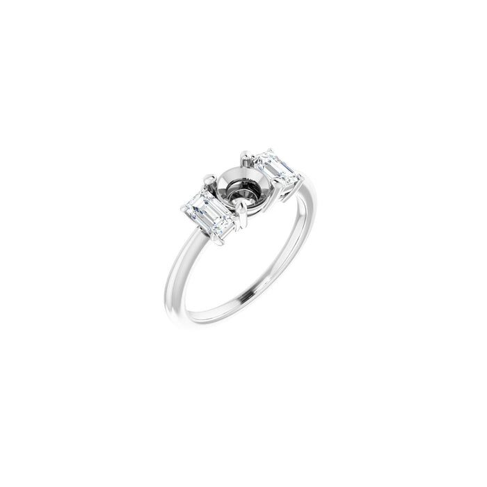 14K White Gold 6 mm Round 3/4 CTW Lab-Grown Semi-Set Engagement Ring