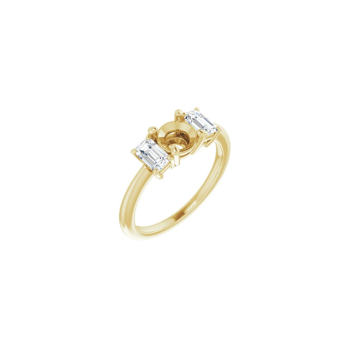 14K Yellow Gold 6 mm Round 3/4 CTW Lab-Grown Semi-Set Engagement Ring
