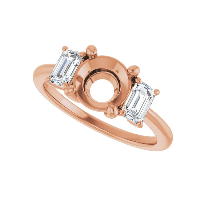 14K Rose Gold 7.4 mm Round 3/4 CTW Lab-Grown Semi-Set Engagement Ring