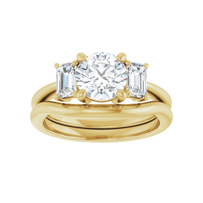 14K Yellow Gold 7 mm Round 3/4 CTW Lab-Grown Semi-Set Engagement Ring