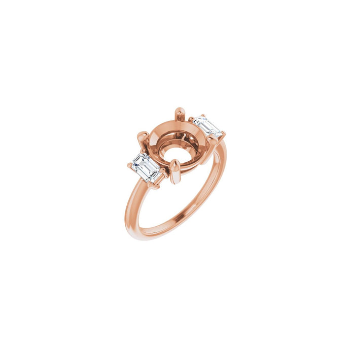 14K Rose Gold 9.4 mm Round 3/4 CTW Lab-Grown Semi-Set Engagement Ring
