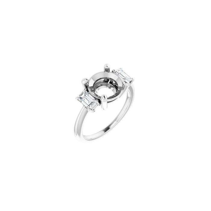 14K White Gold 9.4 mm Round 3/4 CTW Lab-Grown Semi-Set Engagement Ring