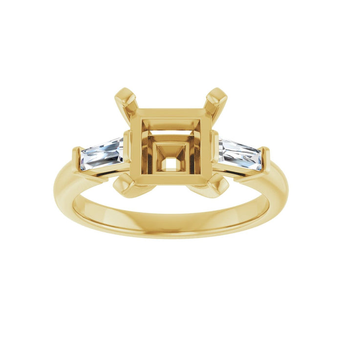 14K Yellow Gold 7x7 mm Square 1/5 CTW Lab-Grown Diamond Semi-Set Engagement Ring