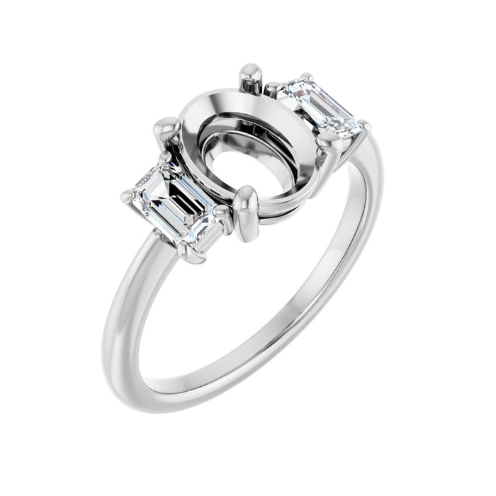 Platinum 9x7 mm Oval 3/4 CTW Lab-Grown Semi-Set Engagement Ring