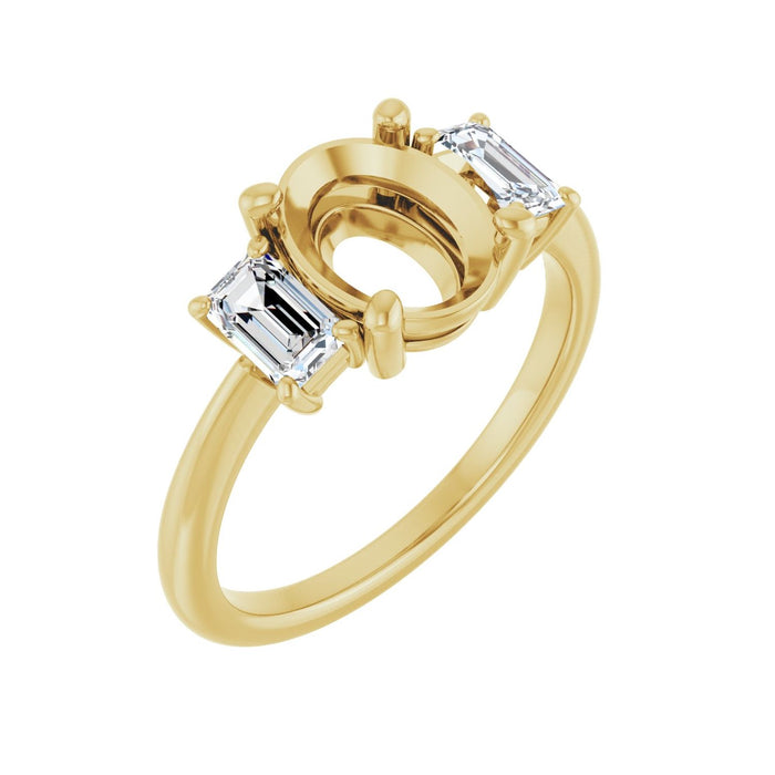 14K Yellow Gold 9x7 mm Oval 3/4 CTW Lab-Grown Semi-Set Engagement Ring