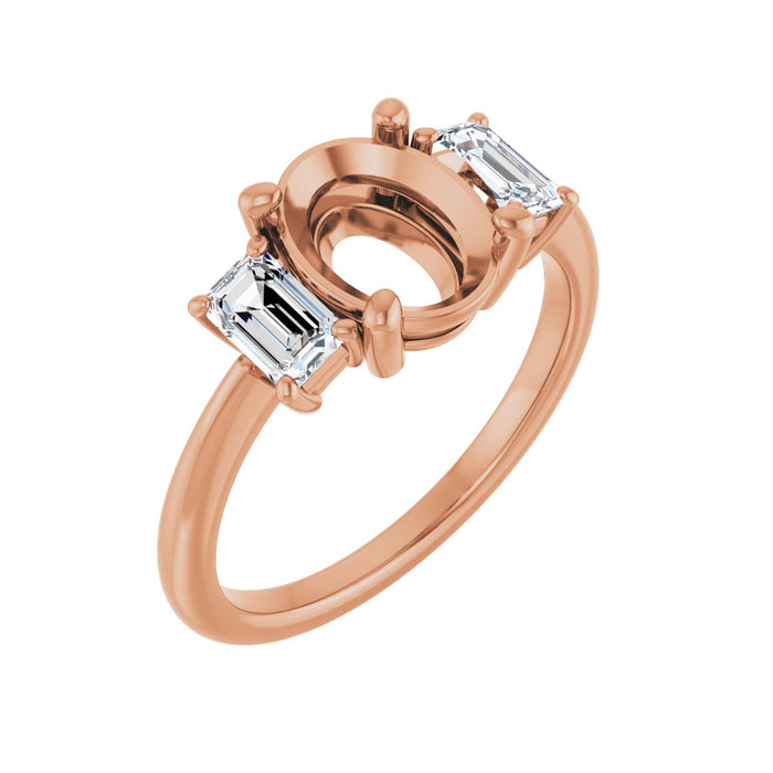 14K Rose Gold 9x7 mm Oval 3/4 CTW Lab-Grown Semi-Set Engagement Ring