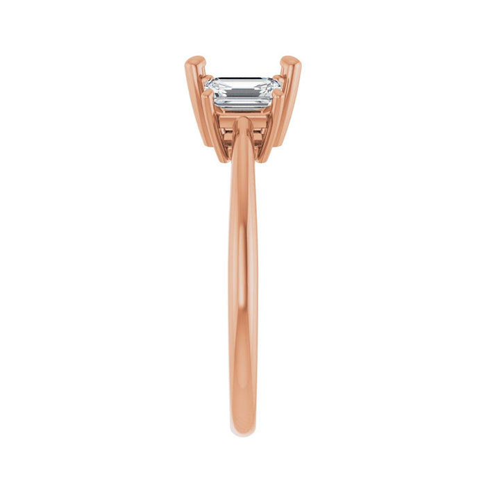 14K Rose Gold 7x7 mm Asscher 3/4 CTW Lab-Grown Semi-Set Engagement Ring