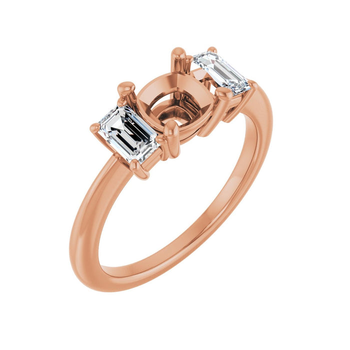 14K Rose Gold 6x6 mm Cushion 3/4 CTW Lab-Grown Semi-Set Engagement Ring