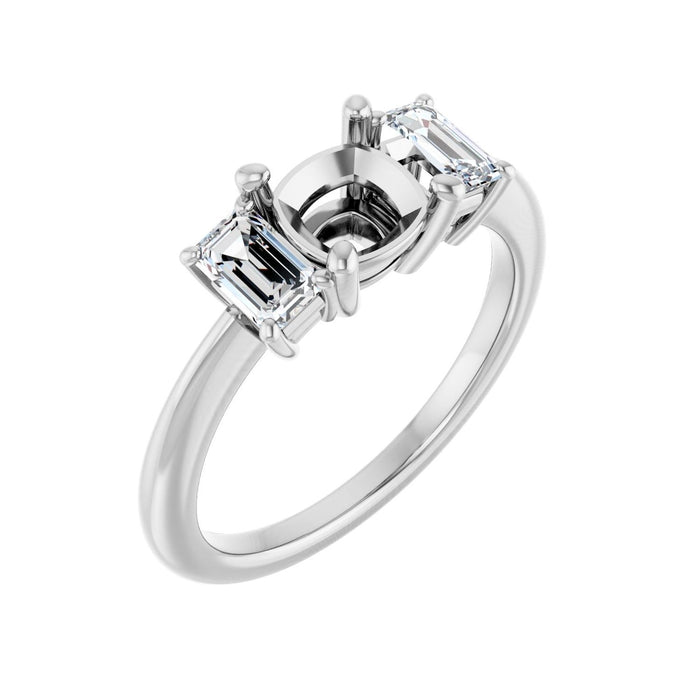 Platinum 6x6 mm Cushion 3/4 CTW Lab-Grown Semi-Set Engagement Ring