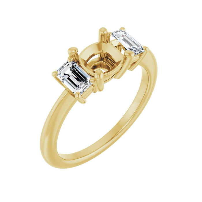 14K Yellow Gold 6x6 mm Cushion 3/4 CTW Lab-Grown Semi-Set Engagement Ring