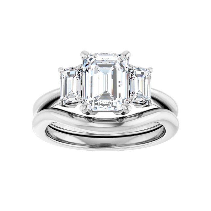 14K White Gold 8x6 mm Emerald 3/4 CTW Lab-Grown Diamond Semi-Set Engagement Ring