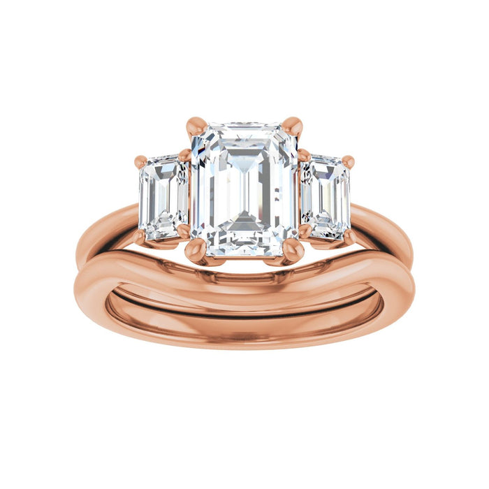 14K Rose Gold 8x6 mm Emerald 3/4 CTW Lab-Grown Diamond Semi-Set Engagement Ring
