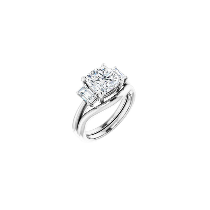 14K White Gold 8x8 mm Cushion 3/4 CTW Lab-Grown Semi-Set Engagement Ring