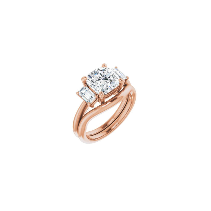 14K Rose Gold 8x8 mm Cushion 3/4 CTW Lab-Grown Semi-Set Engagement Ring