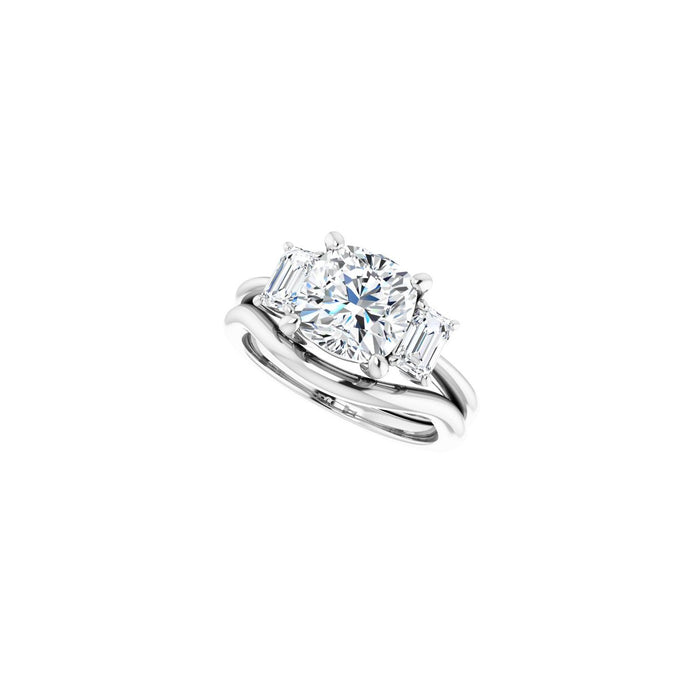 14K White Gold 8x8 mm Cushion 3/4 CTW Lab-Grown Semi-Set Engagement Ring