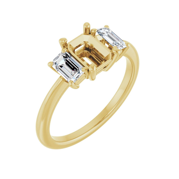 14K Yellow Gold 7x5 mm Emerald 5/8 CTW Lab-Grown Semi-Set Engagement Ring
