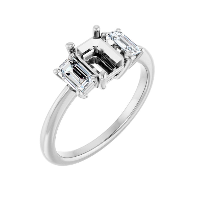 14K White Gold 7x5 mm Emerald 5/8 CTW Lab-Grown Semi-Set Engagement Ring