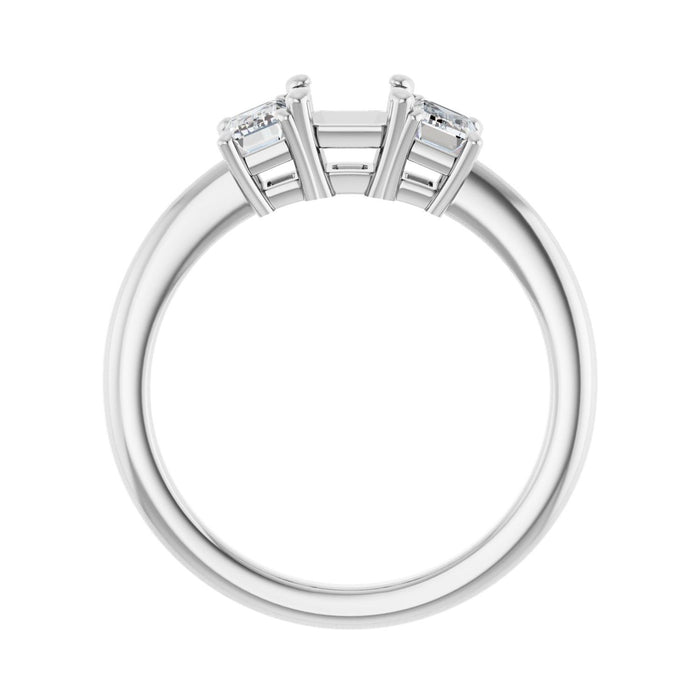 Platinum 5x5 mm Asscher 3/4 CTW Lab-Grown Semi-Set Engagement Ring
