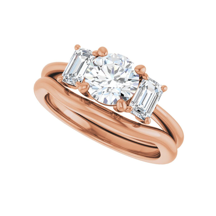 14K Rose Gold 6.5 mm Round 3/4 CTW Lab-Grown Semi-Set Engagement Ring