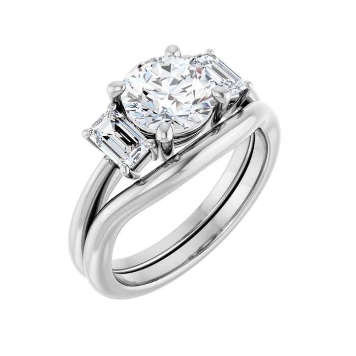 14K White Gold 7.4 mm Round 3/4 CTW Lab-Grown Semi-Set Engagement Ring