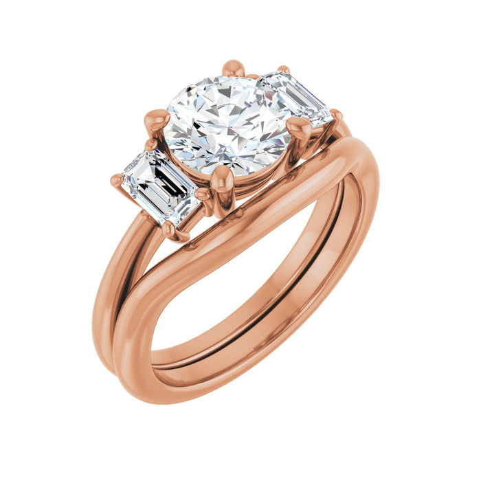14K Rose Gold 7.4 mm Round 3/4 CTW Lab-Grown Semi-Set Engagement Ring