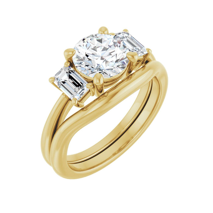 14K Yellow Gold 7.4 mm Round 3/4 CTW Lab-Grown Semi-Set Engagement Ring
