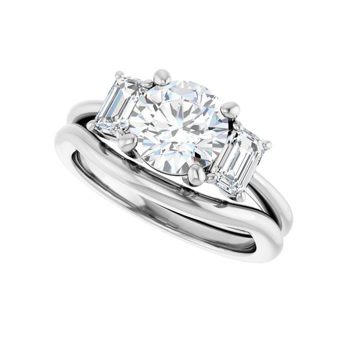 14K White Gold 7.4 mm Round 3/4 CTW Lab-Grown Semi-Set Engagement Ring