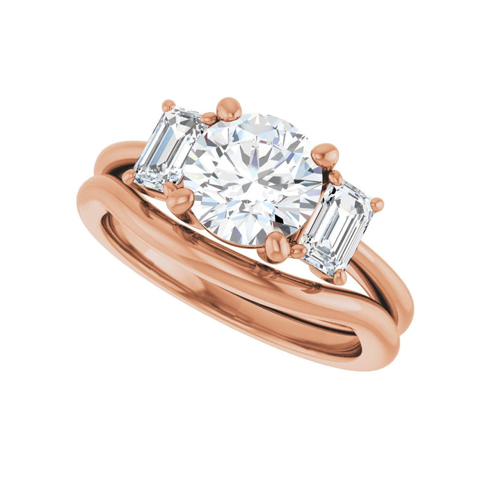 14K Rose Gold 7.4 mm Round 3/4 CTW Lab-Grown Semi-Set Engagement Ring