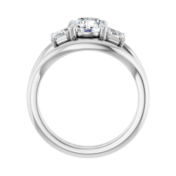 14K White Gold 7 mm Round 3/4 CTW Lab-Grown Semi-Set Engagement Ring