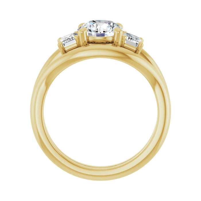 14K Yellow Gold 7 mm Round 3/4 CTW Lab-Grown Semi-Set Engagement Ring