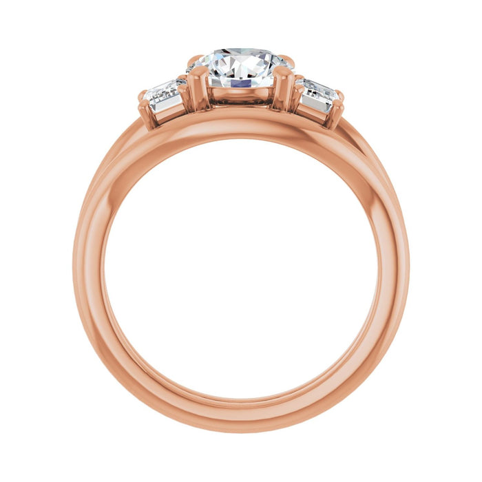 14K Rose Gold 7 mm Round 3/4 CTW Lab-Grown Semi-Set Engagement Ring