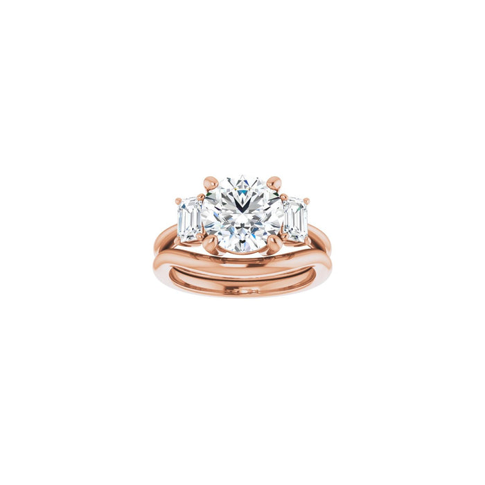 14K Rose Gold 8.8 mm Round 3/4 CTW Lab-Grown Semi-Set Engagement Ring