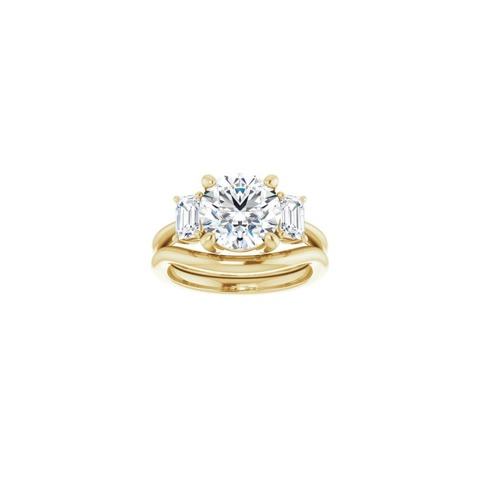 14K Yellow Gold 8.8 mm Round 3/4 CTW Lab-Grown Semi-Set Engagement Ring