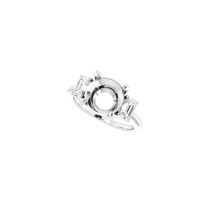 14K White Gold 9.4 mm Round 3/4 CTW Lab-Grown Semi-Set Engagement Ring