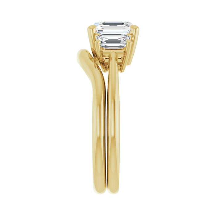 14K Yellow Gold 7x7 mm Asscher 3/4 CTW Lab-Grown Semi-Set Engagement Ring