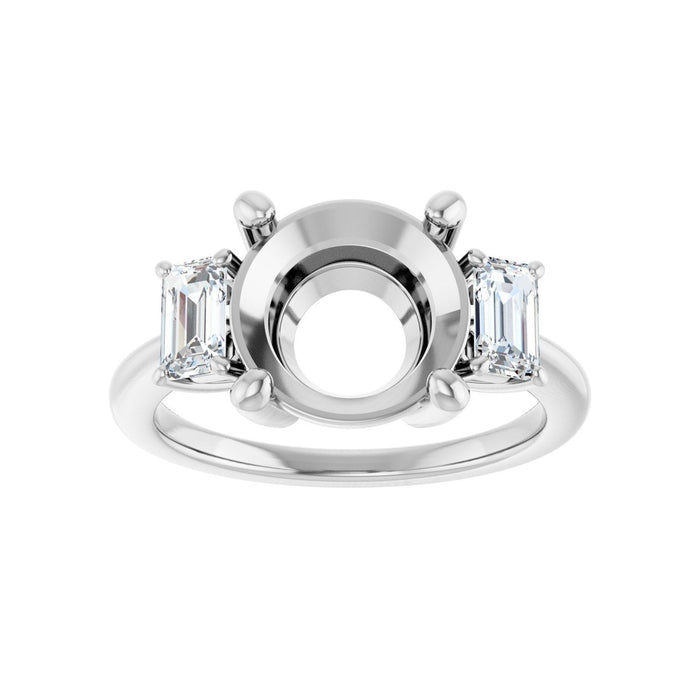 14K White Gold 10 mm Round 3/4 CTW Lab-Grown Semi-Set Engagement Ring