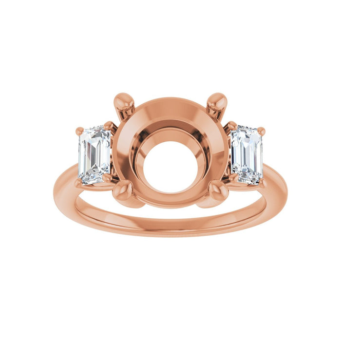 14K Rose Gold 10 mm Round 3/4 CTW Lab-Grown Semi-Set Engagement Ring