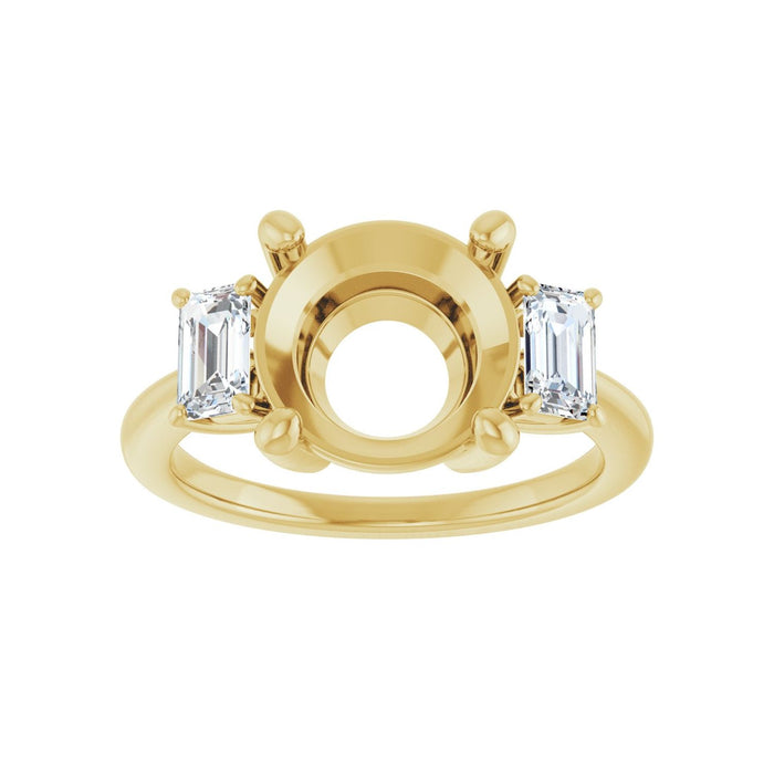 14K Yellow Gold 10 mm Round 3/4 CTW Lab-Grown Semi-Set Engagement Ring