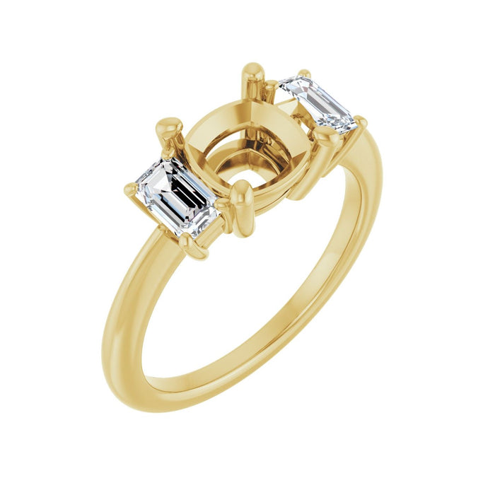 14K Yellow Gold 7x7 mm Cushion 3/4 CTW Lab-Grown Semi-Set Engagement Ring