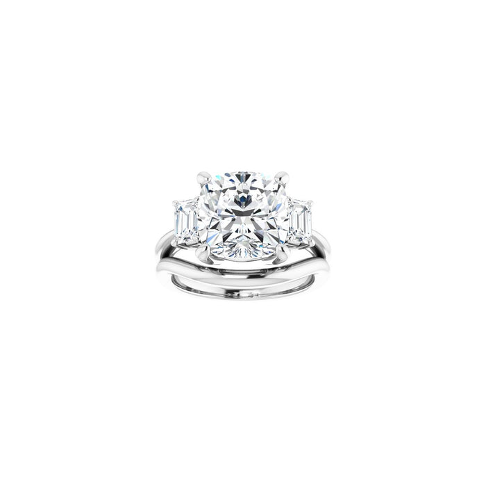 Platinum 10x10 mm Cushion 3/4 CTW Lab-Grown Semi-Set Engagement Ring