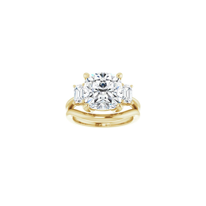 14K Yellow Gold 10x10 mm Cushion 3/4 CTW Lab-Grown Semi-Set Engagement Ring