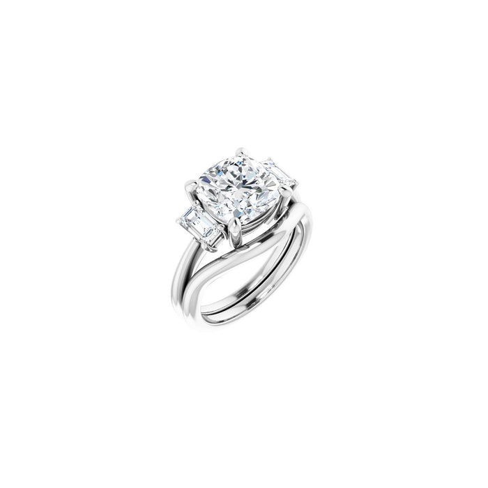 14K White Gold 9x9 mm Cushion 3/4 CTW Lab-Grown Semi-Set Engagement Ring
