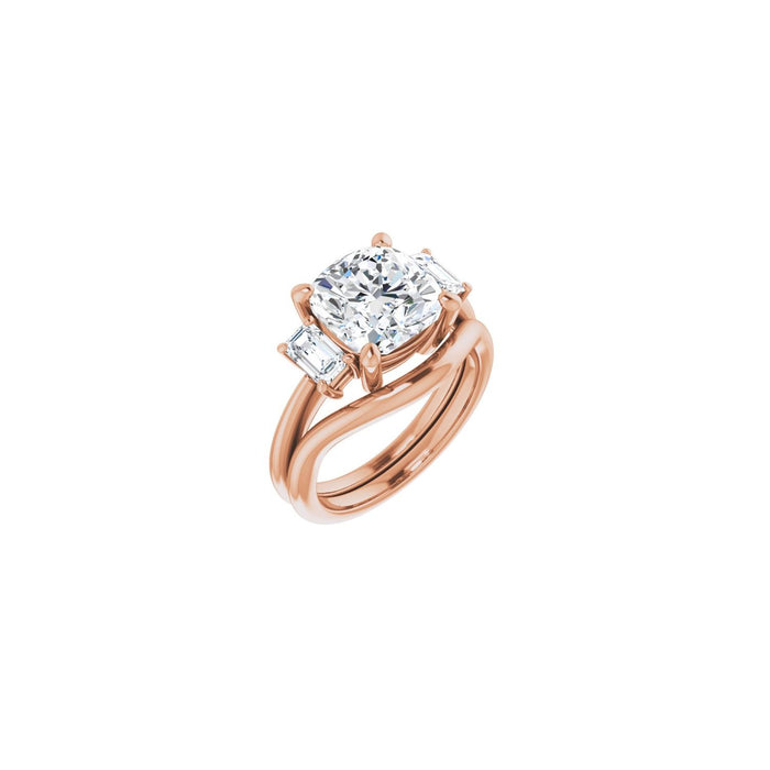 14K Rose Gold 9x9 mm Cushion 3/4 CTW Lab-Grown Semi-Set Engagement Ring